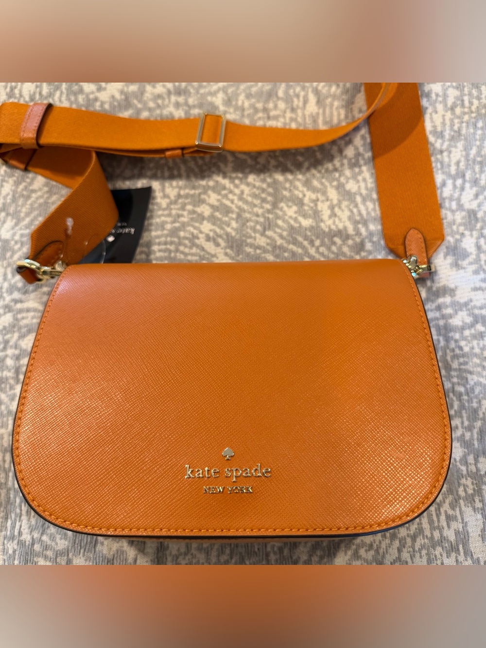 kate spade Orange Saffiano Crossbody with Gold Logo